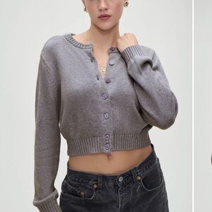 Frankie’s Bikinis Dudley Knit Cardigan in storm cloud